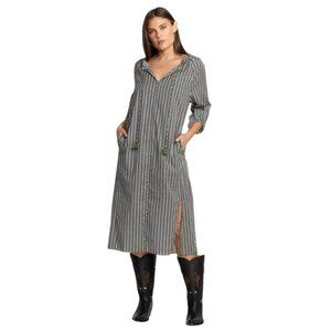 NWT Johnny Was Calme Split Ruffle Neck Midi Dress, Size Large